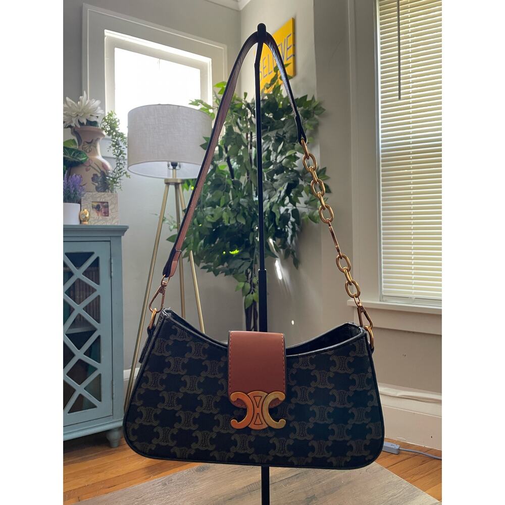 Unbranded Black and Brown Chain Strap Crossbody Bag